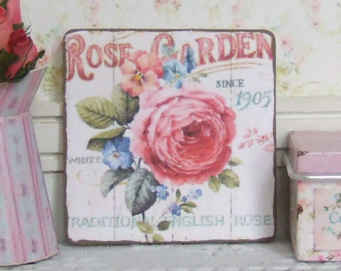 Dollhouse Miniature Rose Garden Sign Flower Picture Floral Etsy