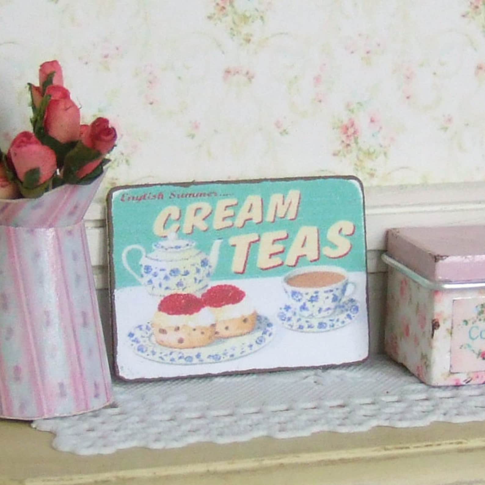 Dollhouse Miniature, Cream Teas Sign, Jam Scones Picture, Tea Rooms ...