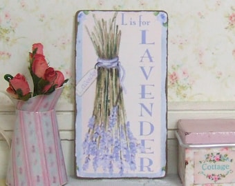 Dollhouse Miniature, Lavender Sign, French Picture, Floral Plaque, Dolls House Print, Flower Poster, Shabby Cottage Chic, 1:12th Scale