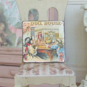 Dollhouse Miniature, Folding Doll House Sign, Toy Picture, Shop Plaque, Shabby Cottage Chic, 1:12th Scale