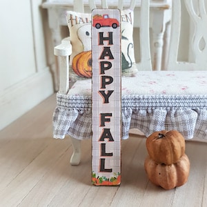 Dollhouse Miniature, Happy Fall Sign, Pumpkin Picture, Dolls House, Spooky Decoration, Autumn Decor, Shabby Cottage Chic, 1:12th Scale