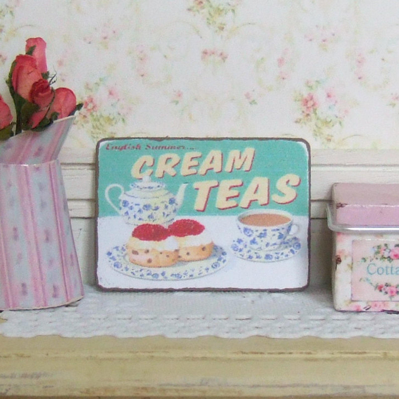Dollhouse Miniature, Cream Teas Sign, Jam Scones Picture, Tea Rooms ...