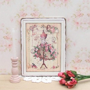 Dollhouse Miniature, Pink Mannequin Picture, Dolls House Sign, Shop Dress Form, Sewing Room Print, Shabby Cottage Chic, 1:12th Scale