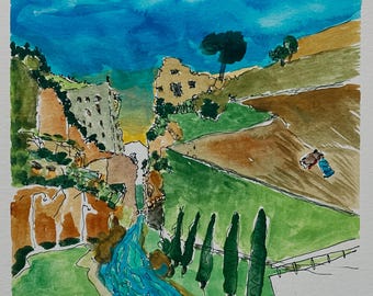 I'm Retired And Now I Just Follow The Golden Fish • original Douglass Truth watercolor