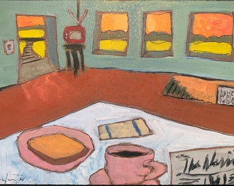 Tea And Toast • framed original gouache by Douglass Truth