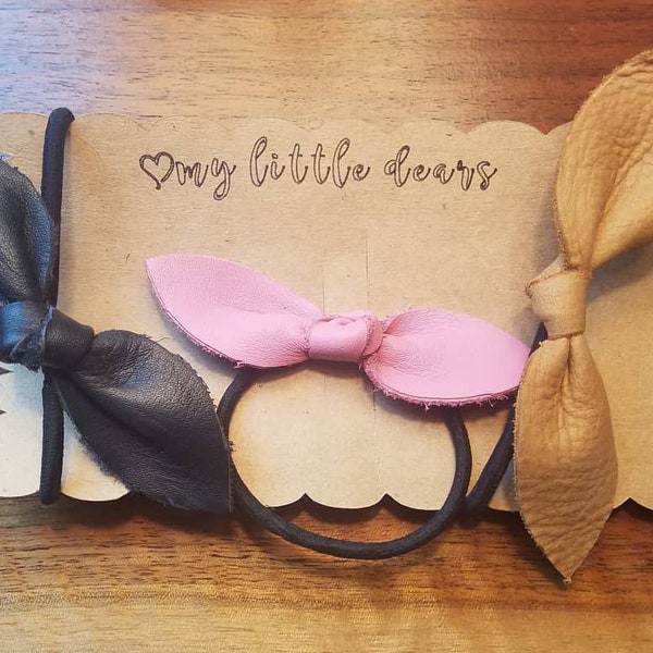 the Bunny - knot, genuine leather, hair tie, faux leather, hair tie bow from my little dears