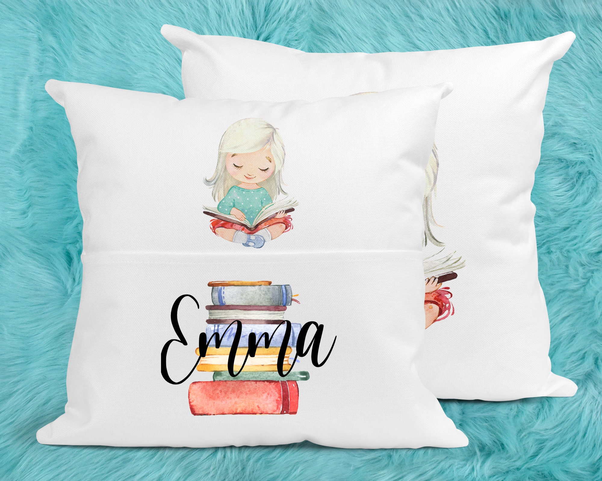 Girls Personalised Reading Pillow Girls Custom Book pillow Etsy