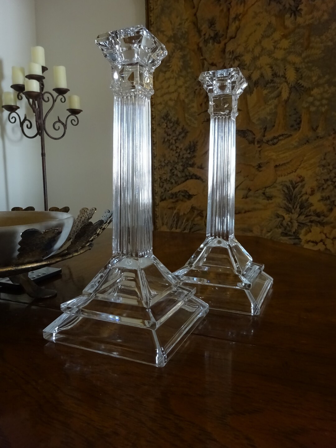 Vintage Crystal Glass Candle Holders - Etsy