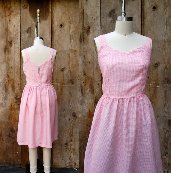 c. 1960s sundress + vintage 60s pink and white ch… - image 3