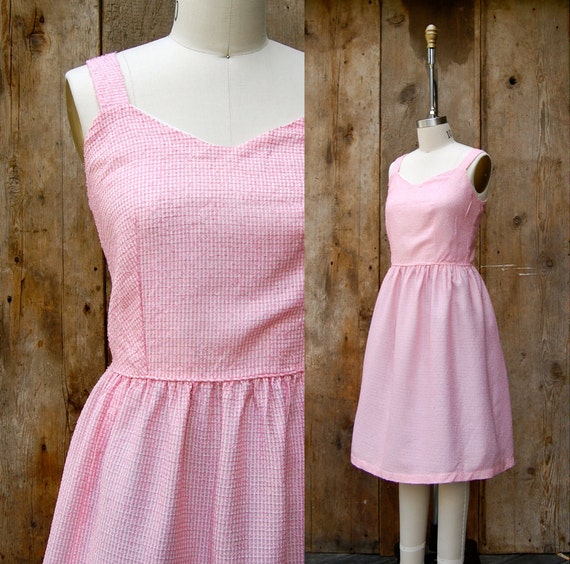 c. 1960s sundress + vintage 60s pink and white ch… - image 5