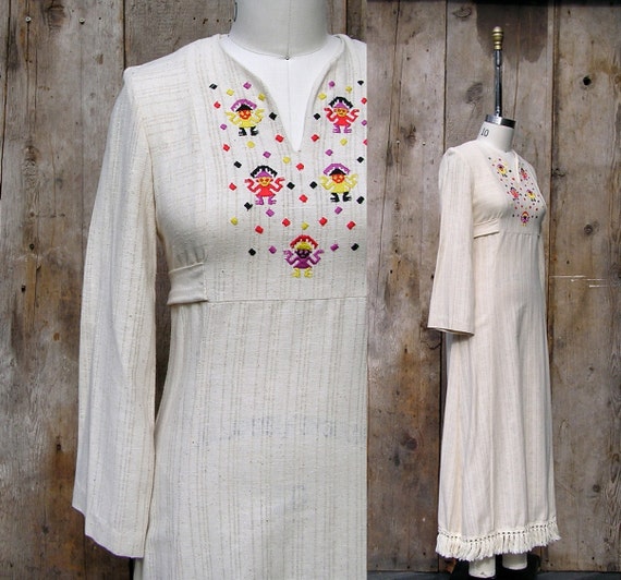 vintage 1970s DEADSTOCK bohemian dress  + authent… - image 2
