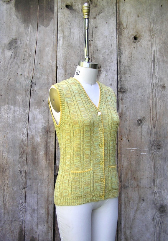 vintage 1970s sleeveless knit top + 70s vintage s… - image 2