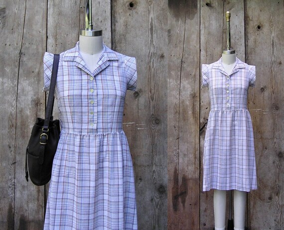 vintage plaid summer dress + 1980s vintage cotton