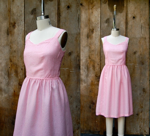 c. 1960s sundress + vintage 60s pink and white ch… - image 1