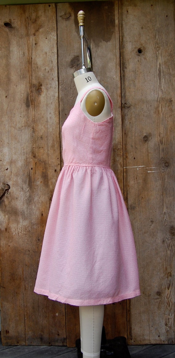 c. 1960s sundress + vintage 60s pink and white ch… - image 2