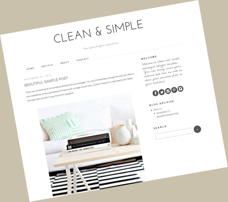 Responsive Blogger Template Fashion Blogger Template Clean Etsy