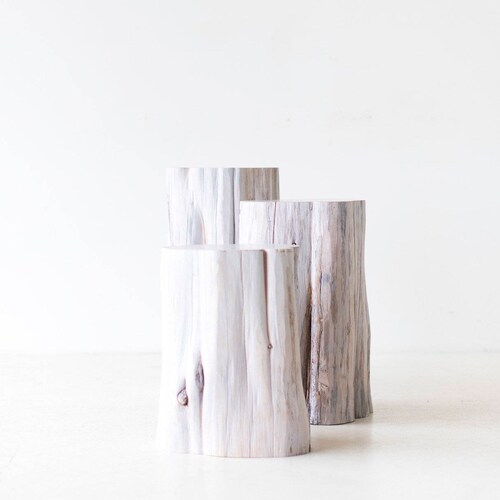 Large Tree Stump Side Tables Whitewash Etsy Canada