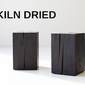 Modern Wood End Tables Burnt Black Finish image 1