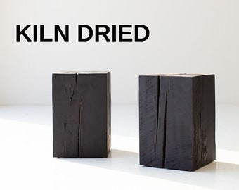 Modern Wood End Tables - Burnt Black Finish