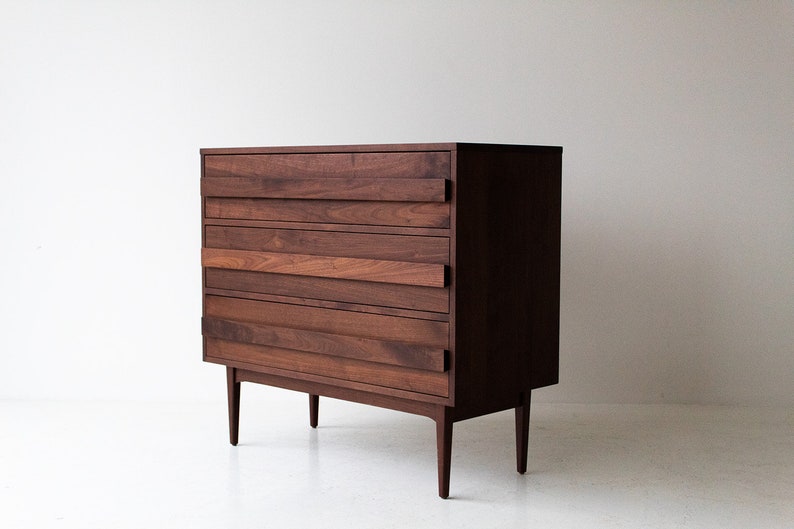 Modern Walnut 3-Drawer Dresser image 3