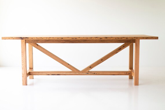 90 Inch Modern Farmhouse Dining Table With Reclaimed Oak Base and