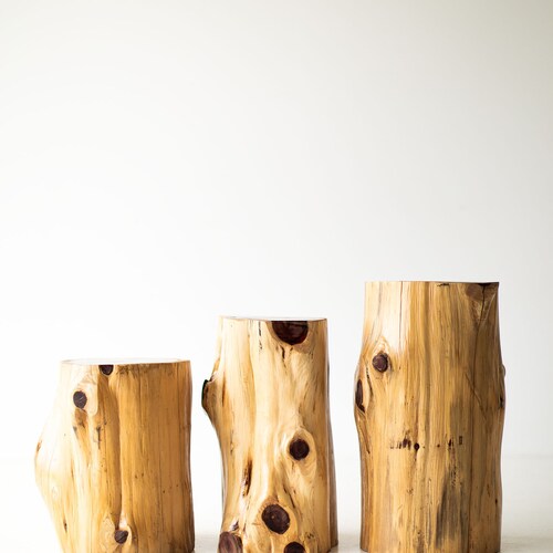 Stump End Tables Log Side Table Whitewashed Natural or Flat Etsy Canada