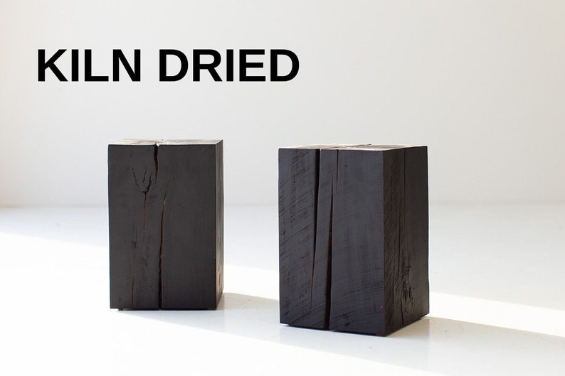 Modern Wood End Tables Burnt Black Finish image 1