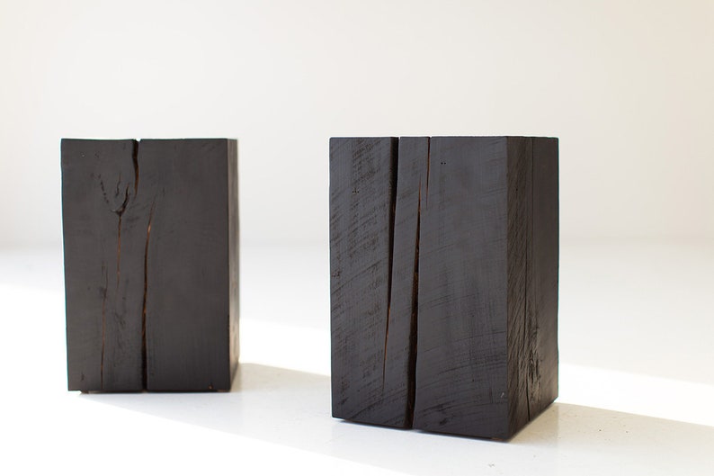 Modern Wood End Tables - Burnt Black Finish image 5