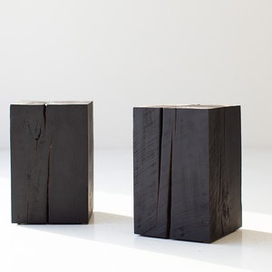 Modern Wood End Tables - Burnt Black Finish image 8