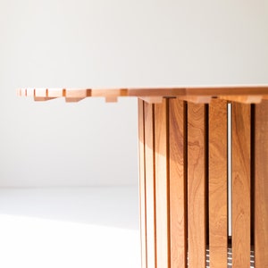 Round outdoor wood dining table, image 8