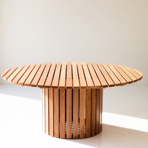 Round outdoor wood dining table, image 7