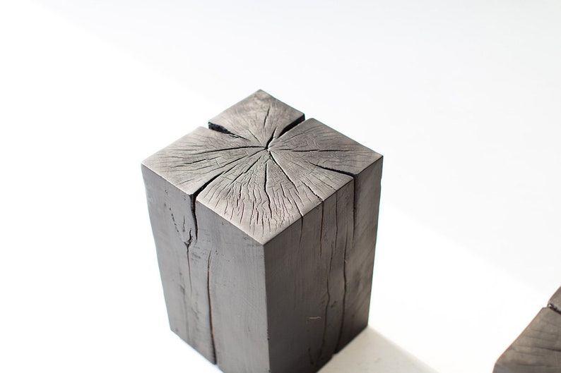 Modern Wood End Tables - Burnt Black Finish image 7