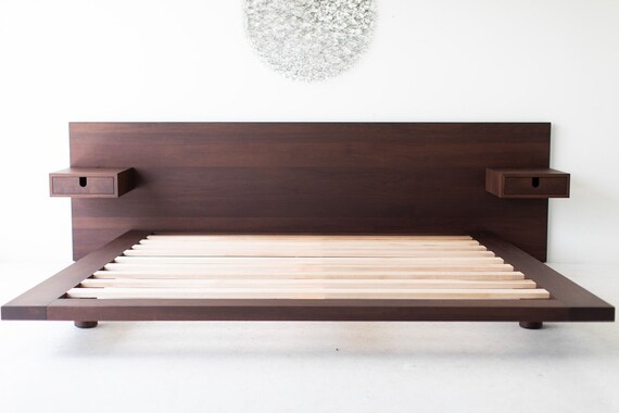 Modern walnut cheap platform bed