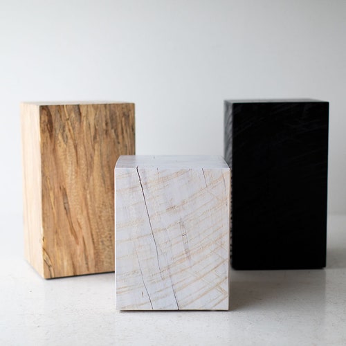 Large Tree Stump Side Tables Whitewash Etsy Canada