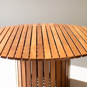 Round outdoor wood dining table, image 5
