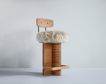 Sheepskin Counter Stool with Backrest - The Cicely