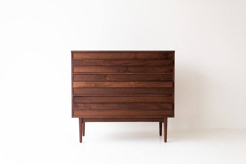 Modern Walnut 3-Drawer Dresser image 1