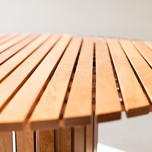 Round outdoor wood dining table, image 2