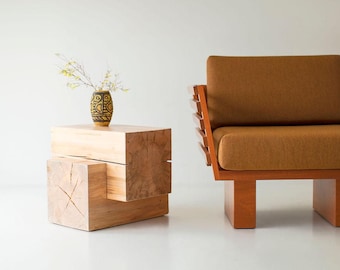 Wood Beam End Table - The Tetris