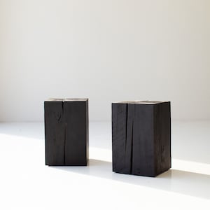 Modern Wood End Tables - Burnt Black Finish image 3