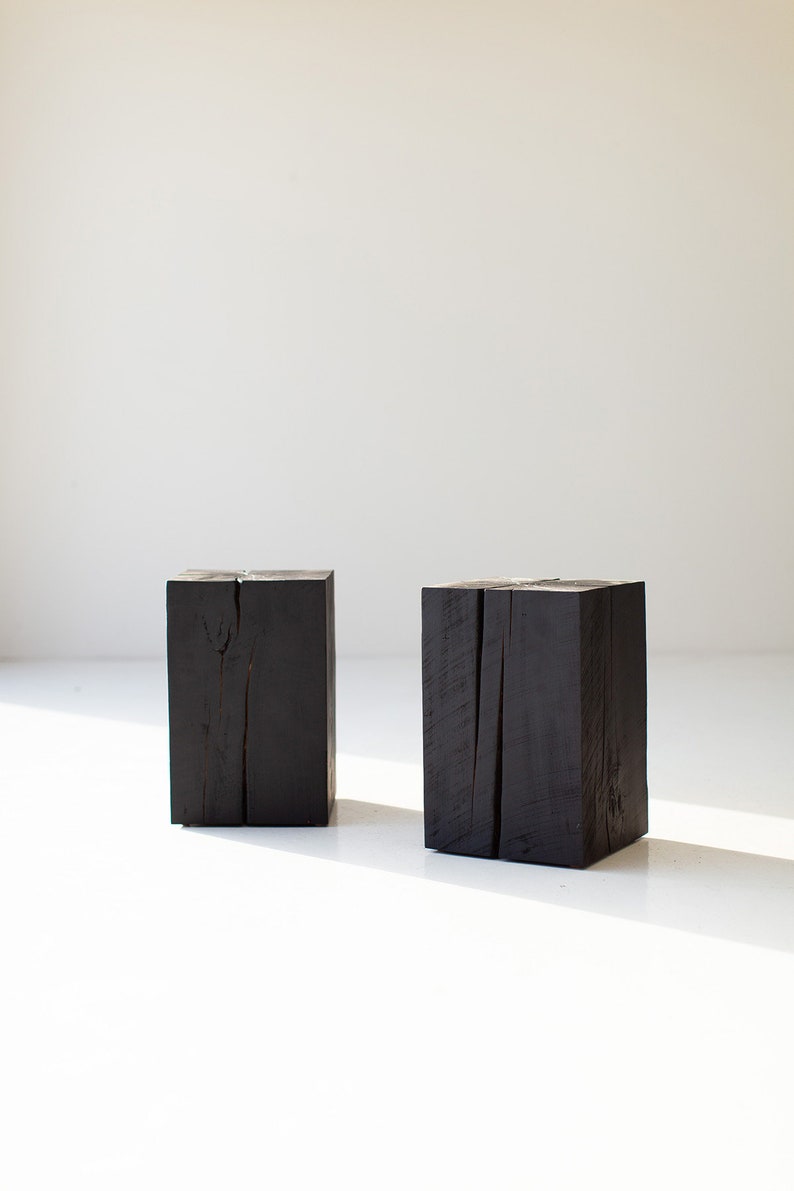 Modern Wood End Tables - Burnt Black Finish image 3