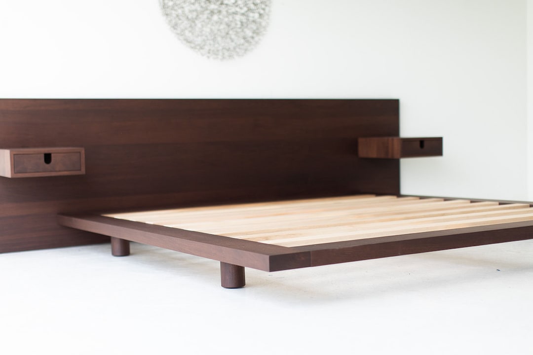Modern walnut cheap platform bed