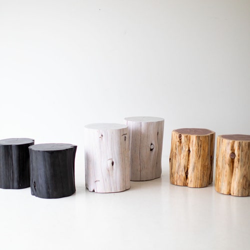 Black Stump Side Table Etsy