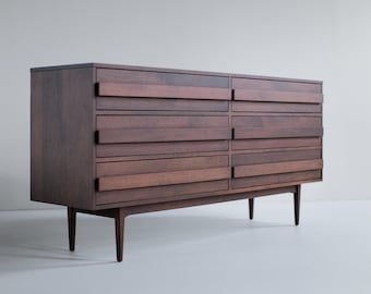 Modern 6 Foot Walnut Dresser