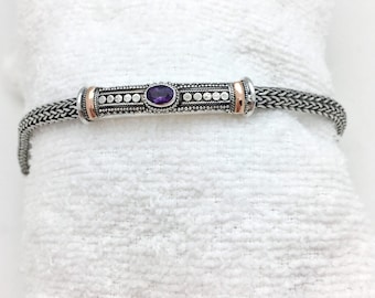 Amethyst Bali Bar Bracelet