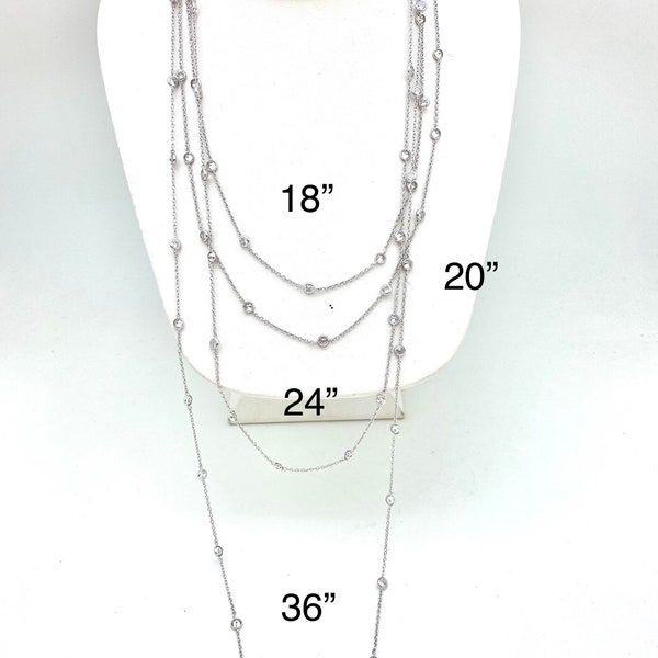 Sterling Silver Cubic Zirconia Station Necklaces