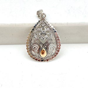 Sterling Silver Filigree Teardrop Bali Pendant