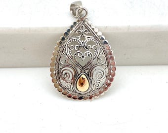 Sterling Silver Filigree Teardrop Bali Pendant
