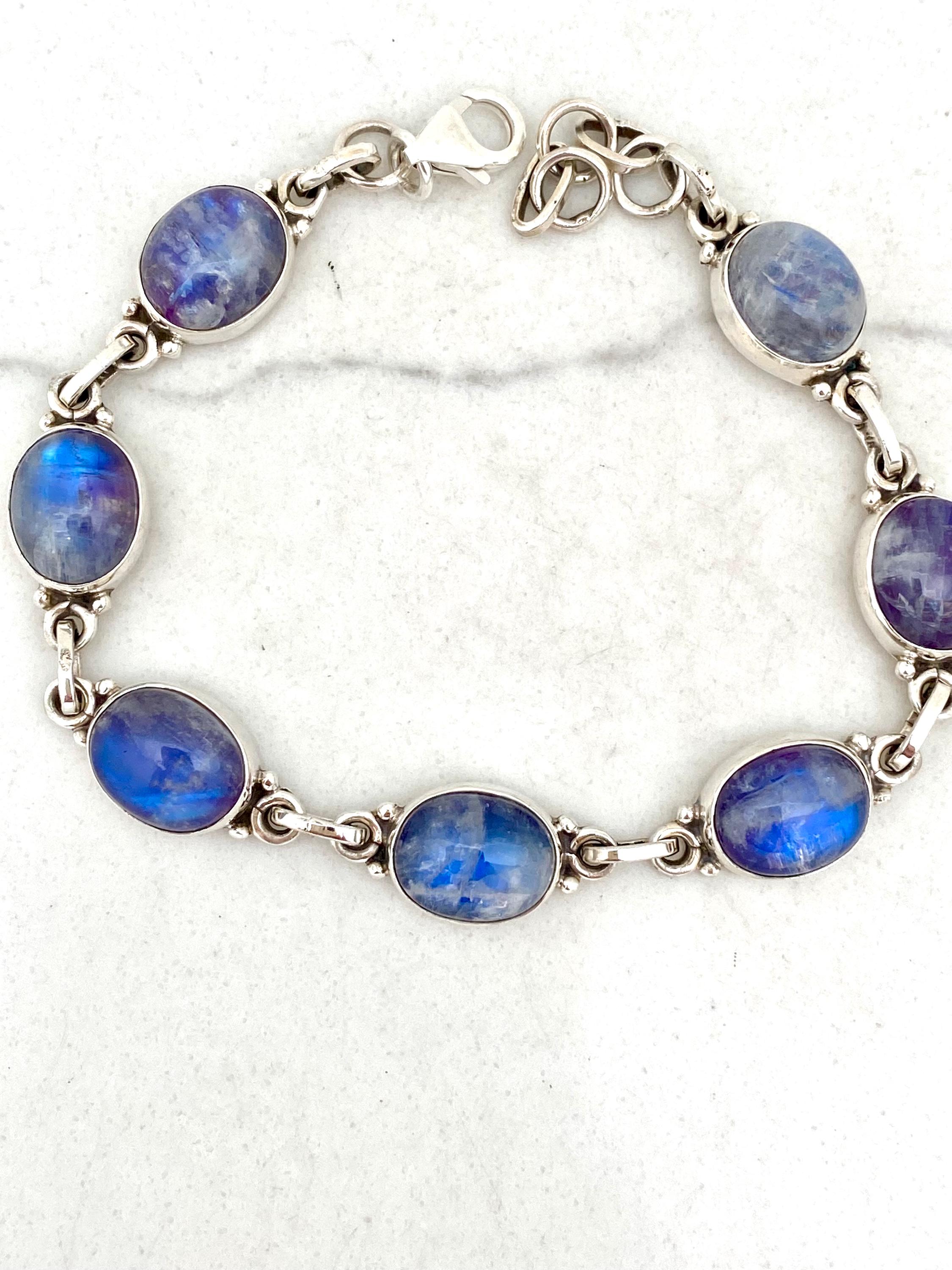 Amethyst Bracelet 925 Sterling Silver Beautiful Cut Gemstone  Sterling Silver  Bracelet with Purple Moonstone Center Stone and Accents display picture 1