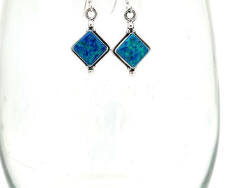 Orecchini Pendenti Nativi Americani In Argento 925 Con Opale Sintetico Rosso, Marrone E Blu | Stile Western A Foglia - 4